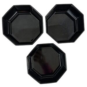Arcoroc Octime Black Bowls 5.5" Cereal/Soup Glossy Glass France Set Of 3 Vtg 80s